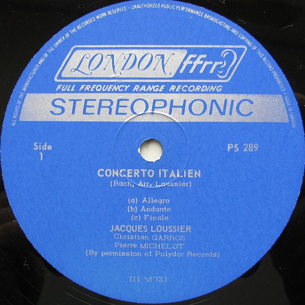 Jacques Loussier Trio - Play Bach Jazz Vol. 3 | London Records (PS 289) - 3