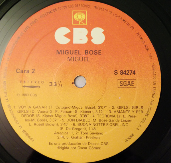 Miguel Bosé - Miguel | CBS (S 84274) - 4