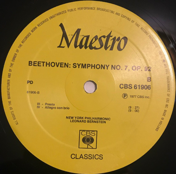 Ludwig van Beethoven - Leonard Bernstein , New York Philharmonic - Symphonies No. 7 | CBS (61906) - 4