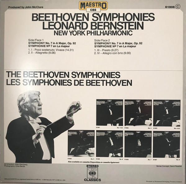 Ludwig van Beethoven - Leonard Bernstein , New York Philharmonic - Symphonies No. 7 | CBS (61906) - 2