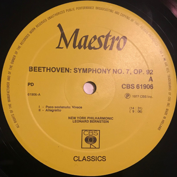 Ludwig van Beethoven - Leonard Bernstein , New York Philharmonic - Symphonies No. 7 | CBS (61906) - 3