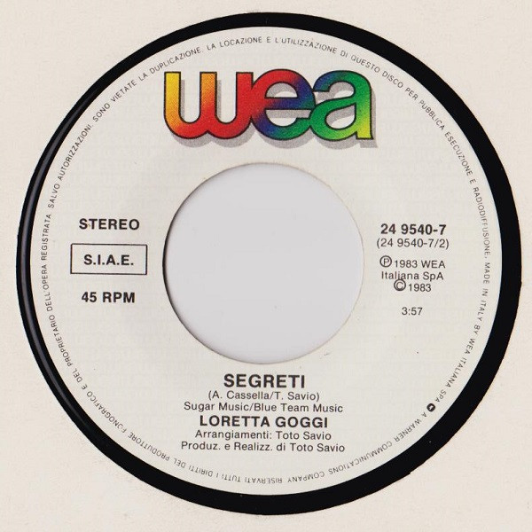 Loretta Goggi - Una Notte Così | WEA (24 9540-7) - 3