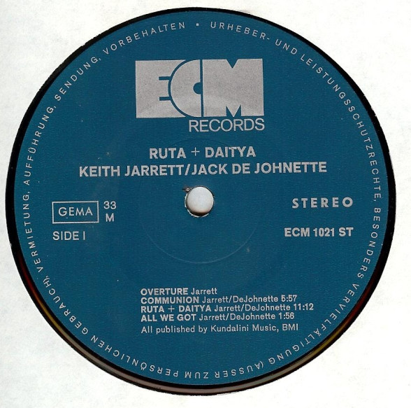 Keith Jarrett • Jack DeJohnette - Ruta And Daitya | ECM Records (ECM 1021 ST) - 3 Keith Jarrett • Jack DeJohnette - Ruta And Daitya | ECM Records (ECM 1021 ST) - 3