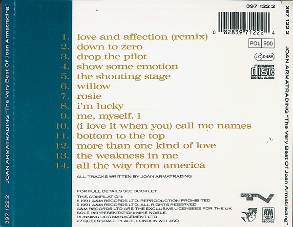 Joan Armatrading - The Very Best Of Joan Armatrading | A&M Records (397 122 2) - 2