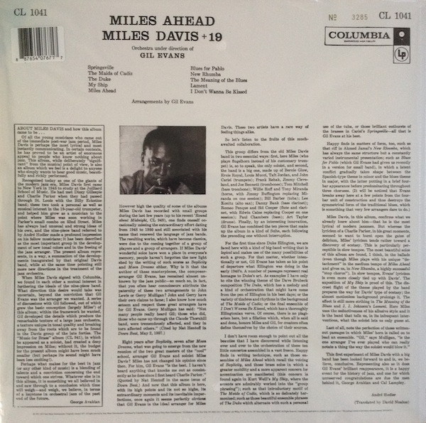 Miles Davis + 19 Orchestra Under The Direction Of Gil Evans - Miles Ahead | Columbia (CL 1041) - 2 Miles Davis + 19 Orchestra Under The Direction Of Gil Evans - Miles Ahead | Columbia (CL 1041) - 2
