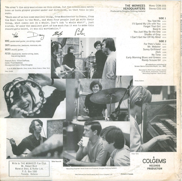 The Monkees - Headquarters [Vinyl] | RCA Victor (COM-103) - 2