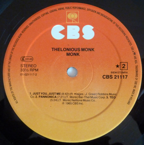 Thelonious Monk - Monk | CBS (CBS 21117) - 4
