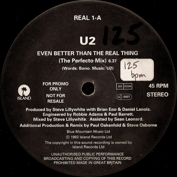 U2 - Even Better Than The Real Thing | Island Records (REAL 1) - main