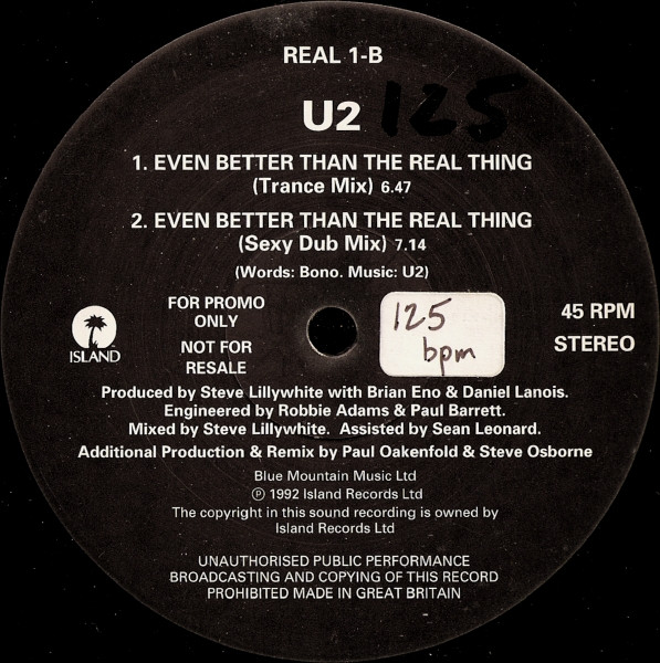 U2 - Even Better Than The Real Thing | Island Records (REAL 1) - 2