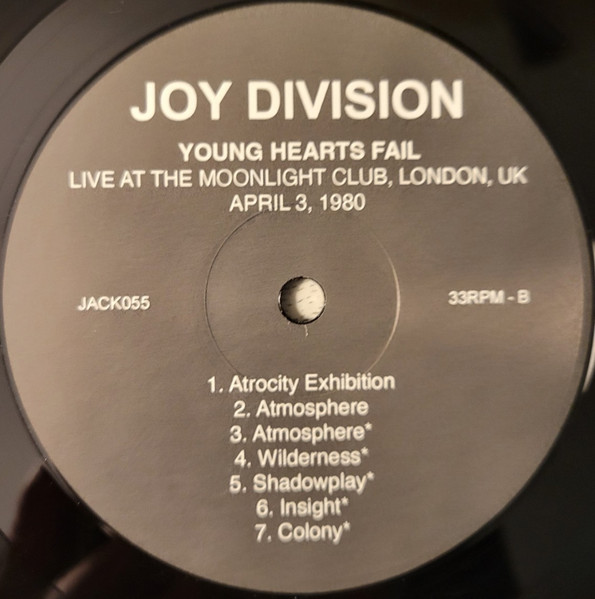 Joy Division - Young Hearts Fail: Live At The Moonlight Club, London, UK, April 3, 1980 (Unofficial) [Vinyl] | Dear Boss. (JACK055) - 4