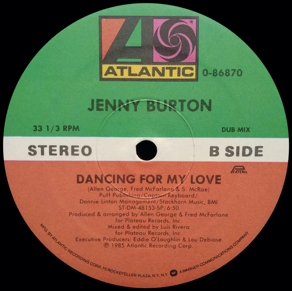 Jenny Burton - Dancing For My Love | Atlantic (0-86870) - 3 Jenny Burton - Dancing For My Love | Atlantic (0-86870) - 3