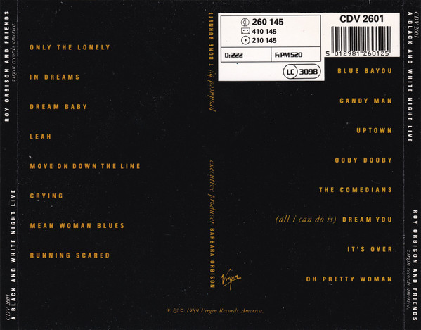 Roy Orbison - Roy Orbison And Friends - A Black And White Night Live | Virgin (CDV 2601) - 2