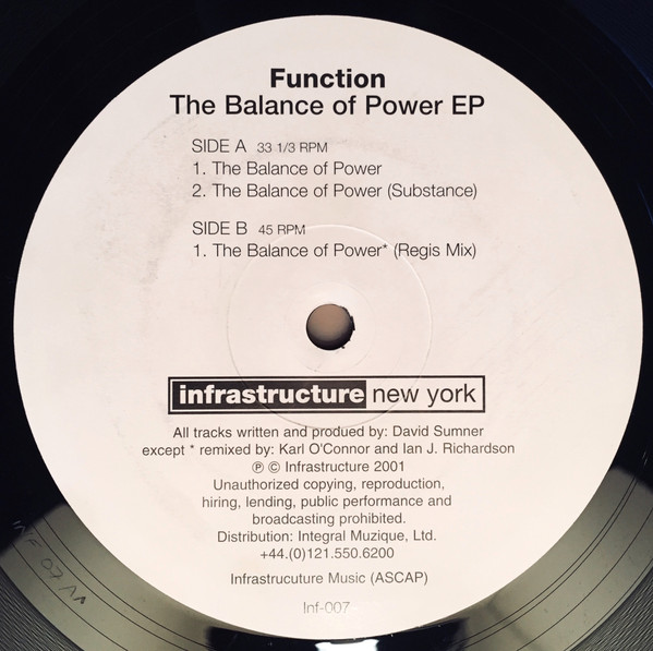 Function - The Balance Of Power EP | Infrastructure New York (inf-007)