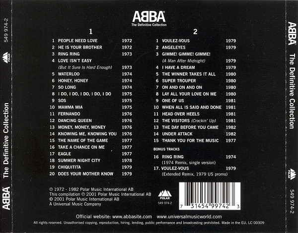 ABBA - The Definitive Collection | Polar (549 974-2) - 2 ABBA - The Definitive Collection | Polar (549 974-2) - 2