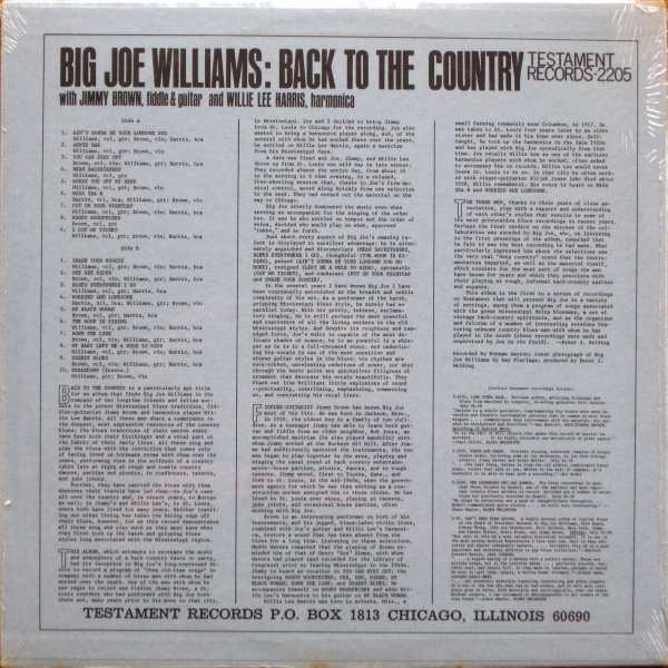 Big Joe Williams With Jimmy Brown And Willie Lee Harris - Back To The Country | Testament Records (2205) - 2 Big Joe Williams With Jimmy Brown And Willie Lee Harris - Back To The Country | Testament Records (2205) - 2