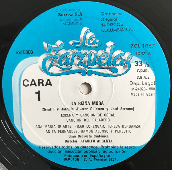 Jose Serrano – Ataúlfo Argenta , Orquesta de Cámara de Madrid - La Reina Mora | Zacosa (ZCL 1057) - 3