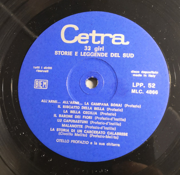 Otello Profazio - Storie E Leggende Del Sud | Cetra (LPP 52) - 3 Otello Profazio - Storie E Leggende Del Sud | Cetra (LPP 52) - 3