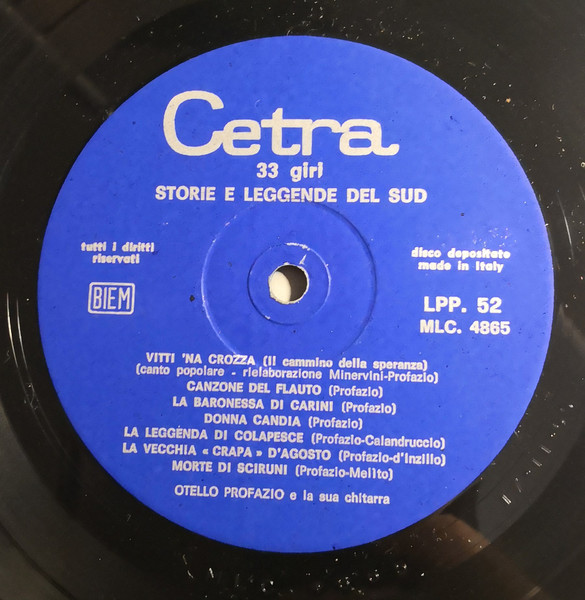 Otello Profazio - Storie E Leggende Del Sud | Cetra (LPP 52) - 2 Otello Profazio - Storie E Leggende Del Sud | Cetra (LPP 52) - 2