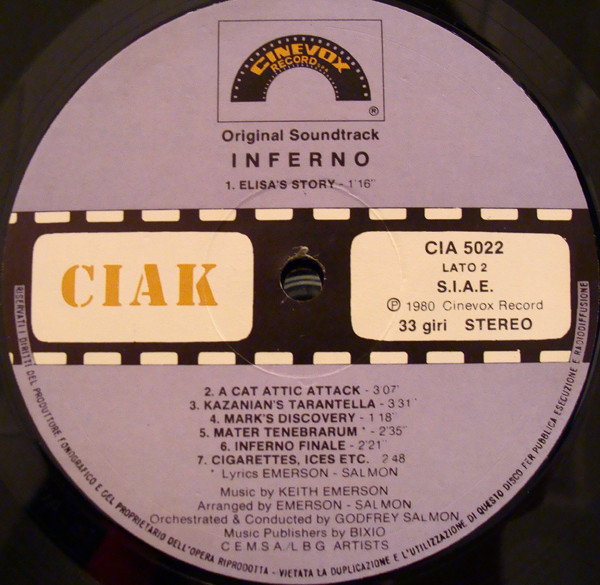 Keith Emerson - Inferno (Original Soundtrack) | Cinevox Record (CIA 5022) - 4