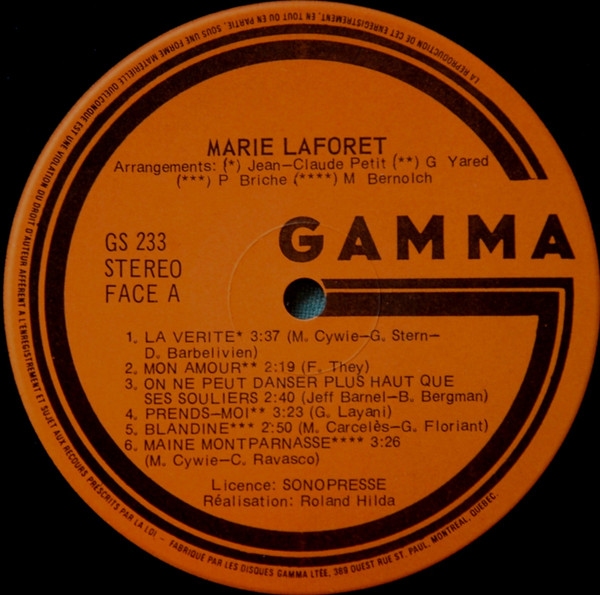 Marie Laforêt - La Vérité | Gamma (GS 233) - 3