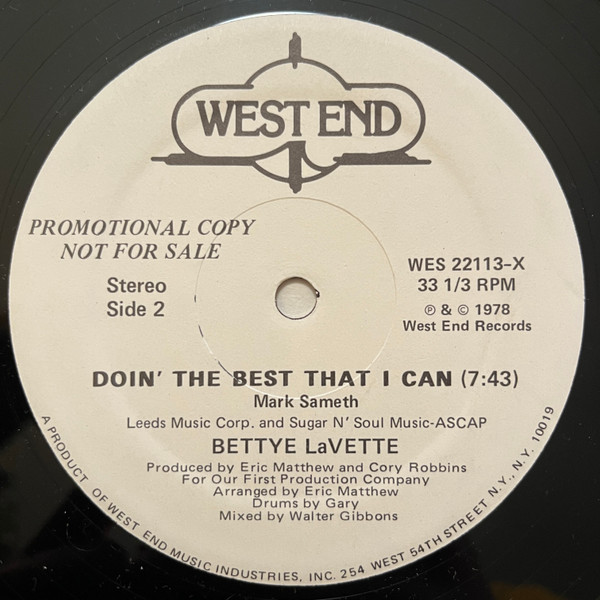 Bettye LaVette - Doin' The Best That I Can [WITH PROMOTIONAL MATERIALS!] | West End Records (WES 22113-x) - 2