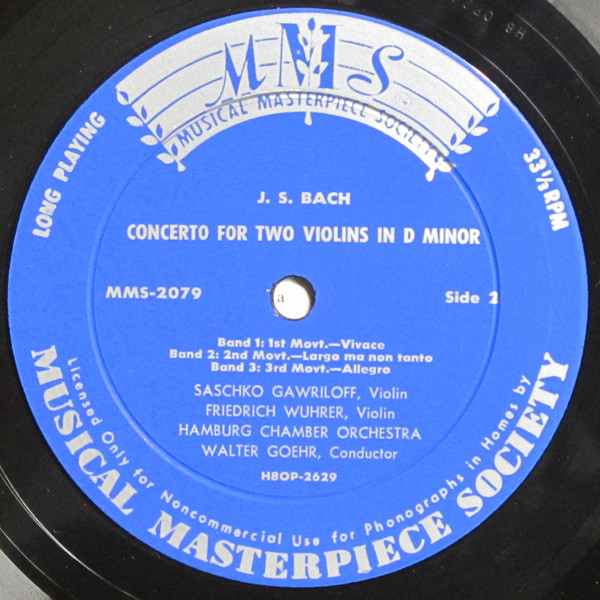 Johann Sebastian Bach - Konzert Für Flöte, Violine, Klavier Und Orchester In A-Moll / Konzert Für Zwei Violinen Und Orchester In D-Moll | Musical Masterpiece Society (MMS-2079) - 4