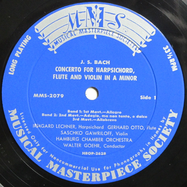 Johann Sebastian Bach - Konzert Für Flöte, Violine, Klavier Und Orchester In A-Moll / Konzert Für Zwei Violinen Und Orchester In D-Moll | Musical Masterpiece Society (MMS-2079) - 3