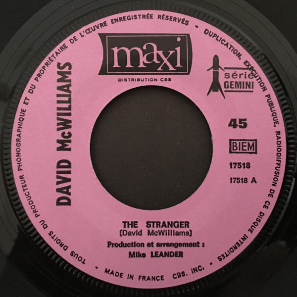 David McWilliams - The Stranger / Follow Me | Maxi (17518) - 3