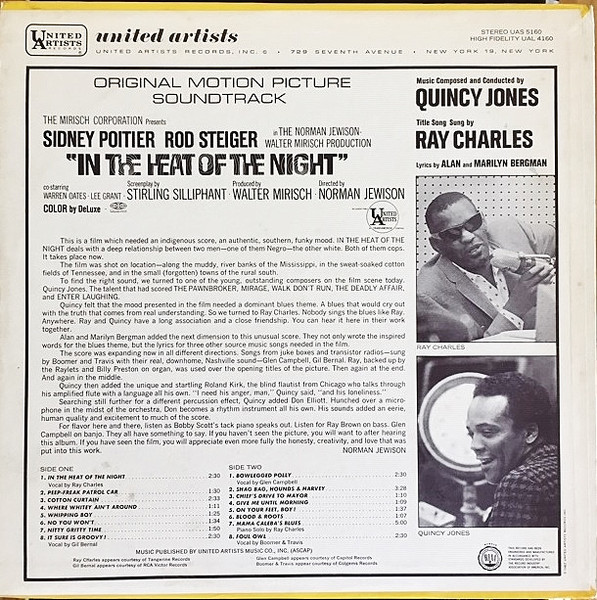 Quincy Jones - In The Heat Of The Night: Original Motion Picture Soundtrack [Vinyl] | United Artists Records (UAS 5160) - 2