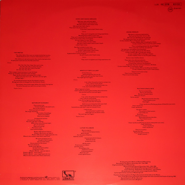 Fischer-Z - Red Skies Over Paradise | Liberty (LUK-11C 076-83100) - 3
