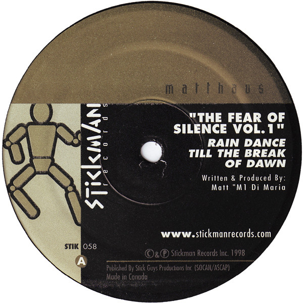 Matthaus - The Fear Of Silence Vol. 1 | Stickman Records (STIK 058) - main Matthaus - The Fear Of Silence Vol. 1 | Stickman Records (STIK 058) - main