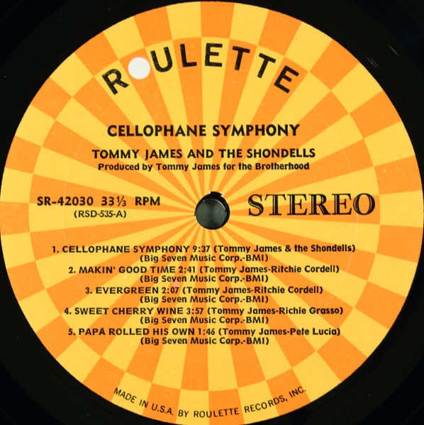 Tommy James & The Shondells - Cellophane Symphony | Roulette (SR-42030) - 3