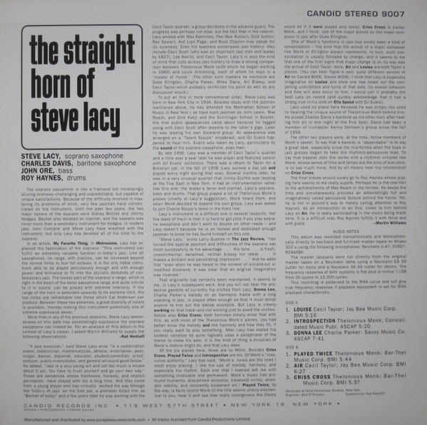 The Straight Horn Of Steve Lacy