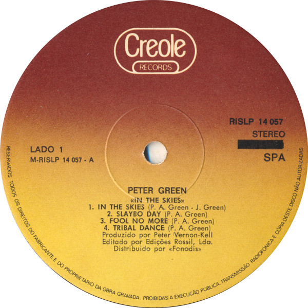 Peter Green - In The Skies | Creole Records (PPVLS 101) - 3