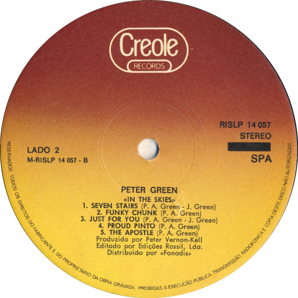 Peter Green - In The Skies | Creole Records (PPVLS 101) - 4