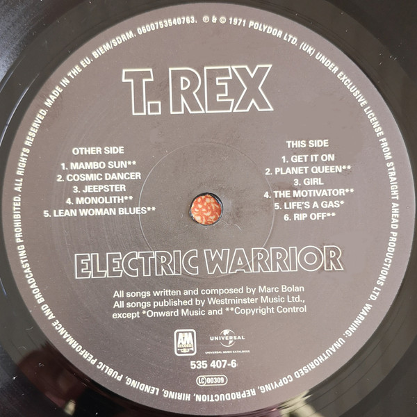 T. Rex - Electric Warrior | A&M Records (535 407-6) - 3 T. Rex - Electric Warrior | A&M Records (535 407-6) - 3