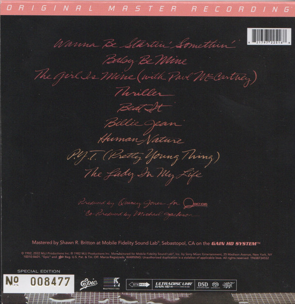 Michael Jackson - Thriller | Mobile Fidelity Sound Lab (UDSACD 2251) - 3