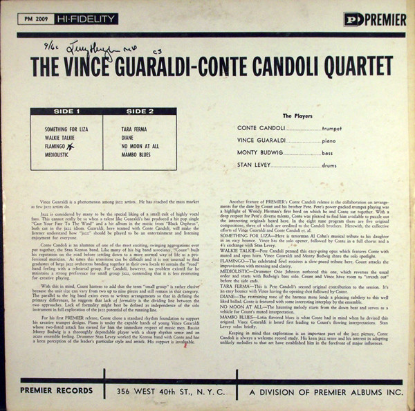 The Vince Guaraldi - Conte Candoli Quartet - The Vince Guaraldi - Conte Candoli Quartet | Premier (PM 2009) - 2 The Vince Guaraldi - Conte Candoli Quartet - The Vince Guaraldi - Conte Candoli Quartet | Premier (PM 2009) - 2