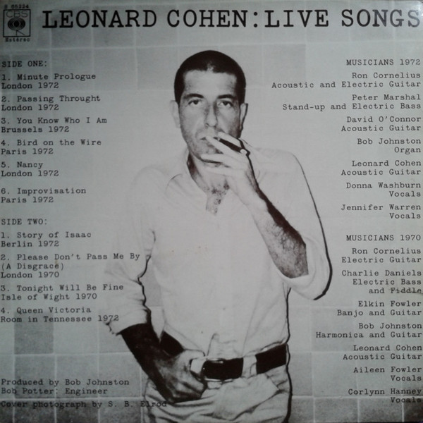 Leonard Cohen - Live Songs | CBS (S 65224) - main