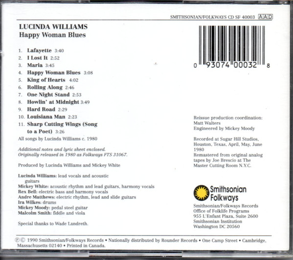 Lucinda Williams - Happy Woman Blues | Smithsonian Folkways (CD SF 40003) - 2 Lucinda Williams - Happy Woman Blues | Smithsonian Folkways (CD SF 40003) - 2