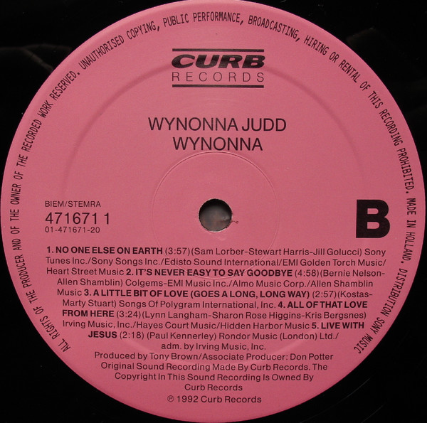 Wynonna - Wynonna | Curb Records (471671 1) - 4 Wynonna - Wynonna | Curb Records (471671 1) - 4