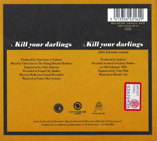 Soulwax - Kill Your Darlings | Play It Again Sam Records (BIAS 316 CD) - 2