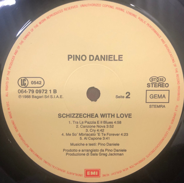 Pino Daniele - Schizzechea With Love | EMI (064-79 0972 1) - 3
