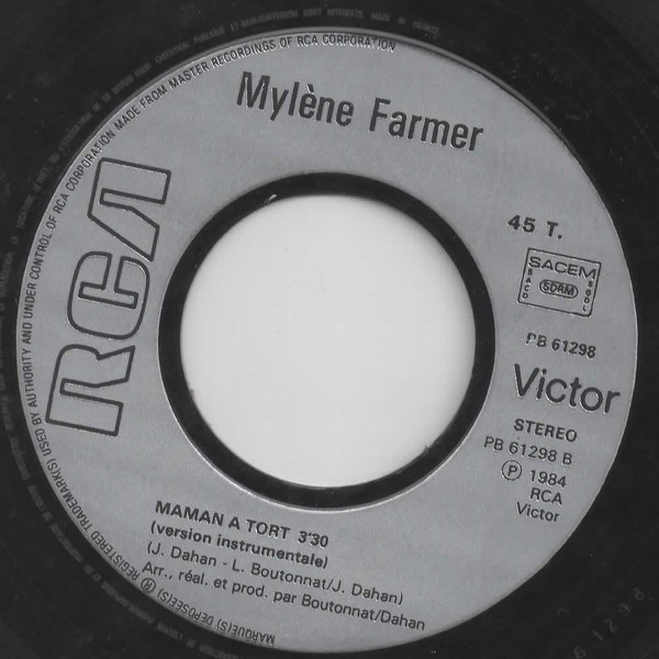 Mylène Farmer - Maman A Tort | RCA (PB 61298) - 4 Mylène Farmer - Maman A Tort | RCA (PB 61298) - 4