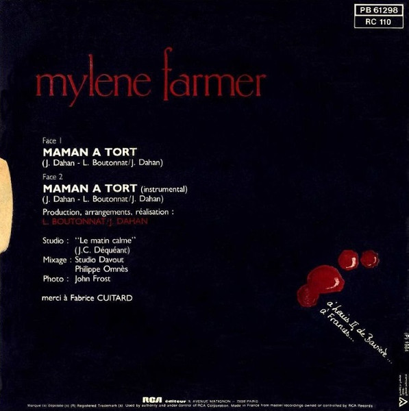 Mylène Farmer - Maman A Tort | RCA (PB 61298) - 2 Mylène Farmer - Maman A Tort | RCA (PB 61298) - 2