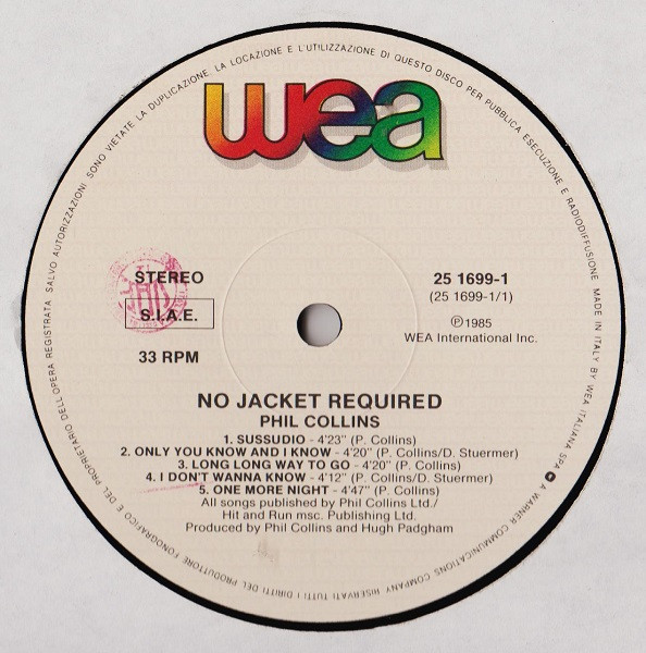 Phil Collins - No Jacket Required | WEA (25 1699-1) - 2