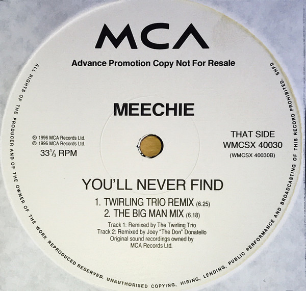 Meechie - You'll Never Find | MCA Records (WMCSX 40030) - 2