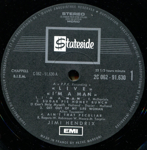 Jimi Hendrix - "Live" Vol:1 I'm A Man | Stateside (2C06291630) - 3 Jimi Hendrix - "Live" Vol:1 I'm A Man | Stateside (2C06291630) - 3