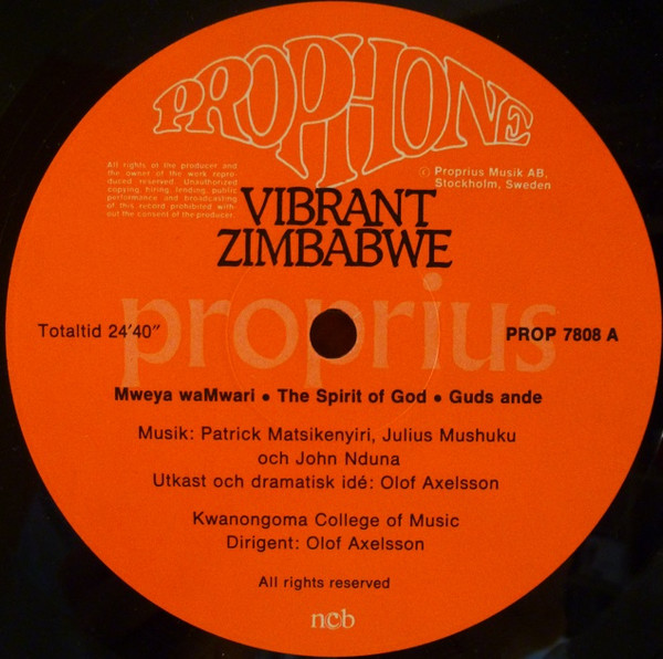 Kwanongoma College Of Music - Vibrant Zimbabwe | Prophone (PROP 7808) - 2