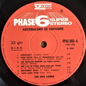 The Five Lords - Arcobaleno Di Chitarre | Vedette Records (VPAS 860) - 2 The Five Lords - Arcobaleno Di Chitarre | Vedette Records (VPAS 860) - 2